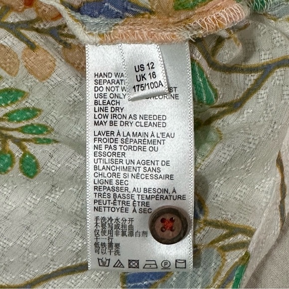 NWT Maeve Kalapana Blouse 12 Floral Balloon Cream Short Sleeves Button Down - Picture 12 of 14
